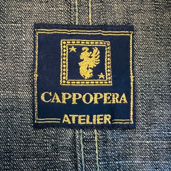 CAPPOPERA ATELIER Made in Italy Denim Cropped Jacket Zip closure Pockets front - Picture 13 of 14